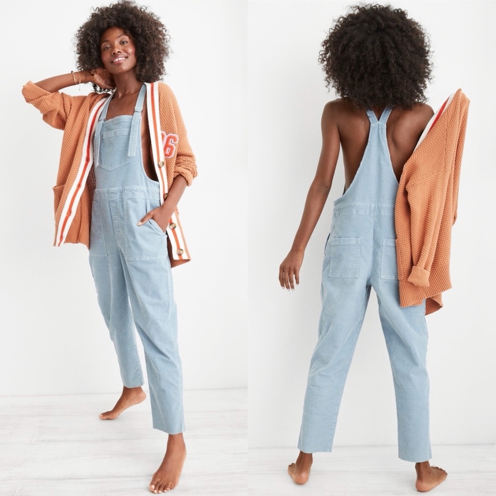 Aerie Cloudy Blue Werk & Play Corduroy Overalls Size Small - Picture 1 of 11